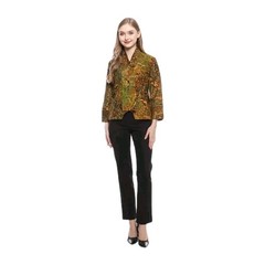 Kedu Batik Women&rsquo;s Batik Blouse Dobby AKSARA Yellow Formal Women&rsquo;s Fur Blouse