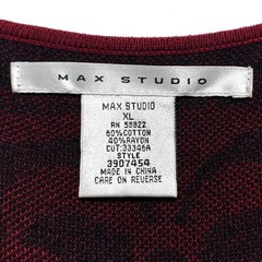 Max Studio Red & Black Print Sleeveless Pullover Bodycon Knit Dress, size XL