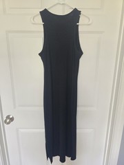 New! Womens Black Midi Ribbed Tank Dress- Med