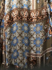 Blu Pepper BOHO Brown /Blue Gold Thread Long Sleeve Tierd Maxi Dress- Size L