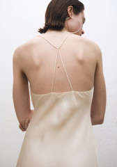 NWT MANGO MNG SELECTION COLLECTION $250 DRAPED NECKLINE SILK DRESS SZ S US 4