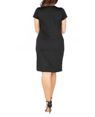 24seven Comfort Apparel Women&rsquo;s Plus Size V-Neck Faux Wrap Dress (Black, 1X)
