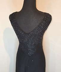 Andrea Smith Petites Sz 6 Black Sleeveless Chiffon Sequin Fit Flare Dress Formal