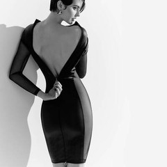 Maison Close Front and Back Opened Long Sleeved Dress Chambre Noire