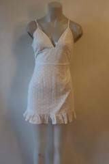 Womens Minkpink White Eyelet Back Cut-Out Peplum Hem Strappy Mini Dress S *