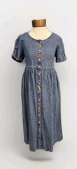 Vintage Sophia Rose Teacher School Button Front Alphabet Denim Dress Size 12