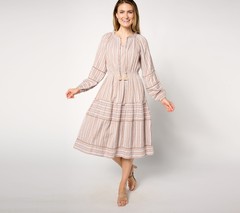 Destination 365 Regular Printed Clipped Dot Midi Dress Woodsmoke L New