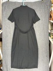 Vintage Miss Dorby Midi Dress Size 14 Black White Grid Check Retro Secretary 90s