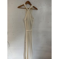 Halston Heritage Dress Womens Medium Chalk White Evening Gown Maxi JOJ161764 NWT