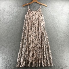 Elena Baldi Maxi Dress Womens XL Beige Floral Spaghetti Strap Layered Sleeveless