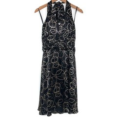 NWT Harold’s 90s Y2K Deadstock Circle Pattern Satin Cocktail Halter Dress Size 8
