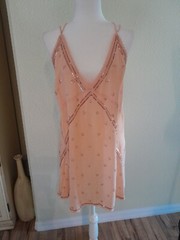 Free People Womens Chloe Embellished Mini Dress Light Coral L NWT $98