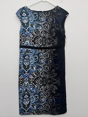 Chicos Blue/Black Paisley Sleeveless Stretch Dress Size 0.5 (see Chart)