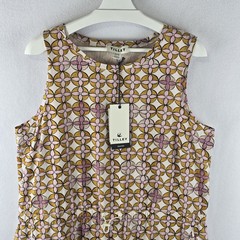 $120 Tilley Tech SLK Tank Dress XL Pink Mosaic UPF 50+ Back Vent Zip Pockets NEW