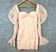 Haute Monde Bodycon Dress Women Medium Pink Stretch Sweetheart Sexy Fairy Ruched