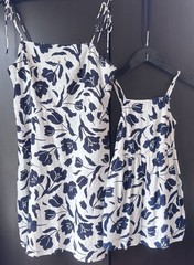 Matching Mother Daughter Dresses Floral White Blue Women’s L Girls XS (5) Summer