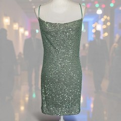 Speechless Aquamarine Womens Large Sequin Mini Dress Open Back Party New Year