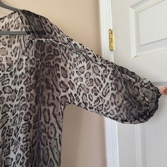 Haute Hippie silk leopard animal print sheer mini dress cover up size XS