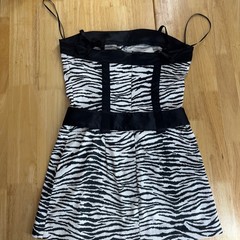 Guess Zebra Print Y2K Corset Dress Mini Belted Straps Women Size 3
