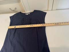 Boden Navy Blue Pinstripe Dress Size 12L Sheath Side Zip Cotton