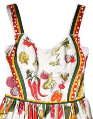 DOLCE & GABBANA Dress White Vegetables Sleeveless A-line Midi IT40/US6/S 2780usd