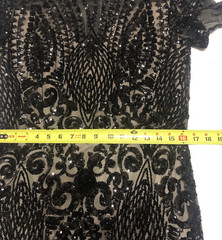 Leyidress Sexy Sequins Trumpet Mermaid Dress Black Short Sleeve Long Formal 14