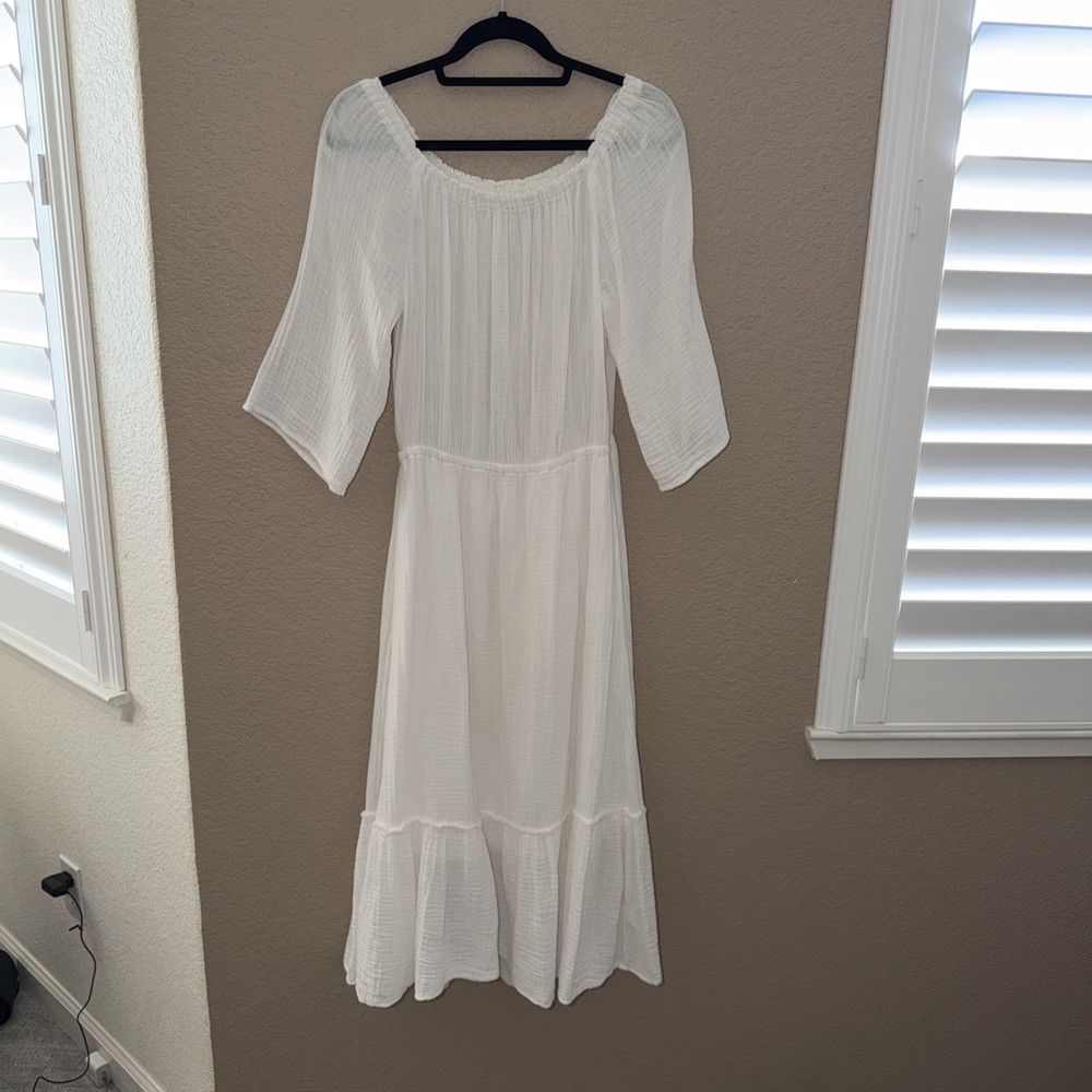 Michael Stars Gauze Off The Shoulder Midi Dress M White Beach Vacation