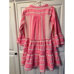 Devotion Ella Pink White Geometric Cotton Mini Dress XS Made in Greece
