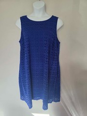 RN Studio by Ronni Nicole (20W) Blue Lace Shift Dress Plus Size Sleeveless