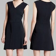 Theory Idavia 100% Silk Knee Length Black Dress Size 10