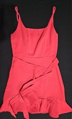 Women’s Red Square Neck Sleeveless Slip Dress 6 Adjustable Straps Ruffle