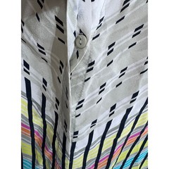 Y2K Charlie Jade Silk Large Multicolor Shirt Dress Retro Geometric Mini w/ Slip
