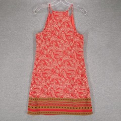 Skies Are Blue Dress Womens Small Orange Red Paisley Sleeveless Sundress Boho