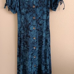 Susan Graver Regular Liquid Knit Elbow Sleeve Midi Dress , Blue Sz XXS a607358