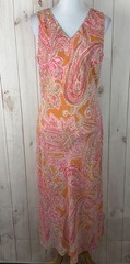 Charter Club Maxi Dress Women’s Size 14 Sleeveless V-Neck Paisley Lined Long