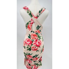 Anthropologie Rose Sleeveless Dress Ruched Stretch Tank Sheath Bodycon Large NWT