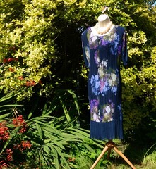 VIYELLA 14/16,BLUE,RED,GREEN,CRINKLE,PLEAT,SHORT SLEEVE ,DRESS,WEDDING,CRUISE🏝️