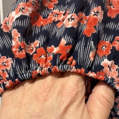Lila Rose Navy boho Orange Floral Button Knee Length Dress 1X Balloon Sleeve