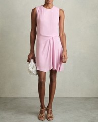 NWT Reiss Elina Draped Tuck Mini Dress Pale Pink Womens Size 6