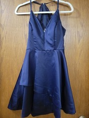 Xtraordinary Navy Blue Lace Strappy Flare Mini Dress 7 party cocktail wedding
