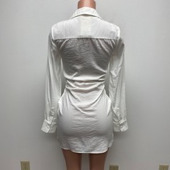 Choosy White Tie Front Deep Open Neck Micro Mini Dress Coverup Size 2 Flawed