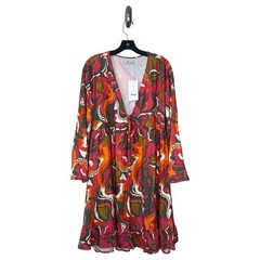 Maaji Twister Kaia Tunic Dress Women’s M Coverup Pullover Tie VNeck Tropical