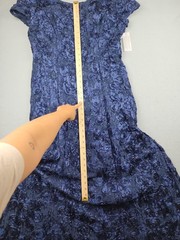 Alex Evenings Dress Womens 14P Blue Floral Lace Sequin A-Line Maxi Gown Formal