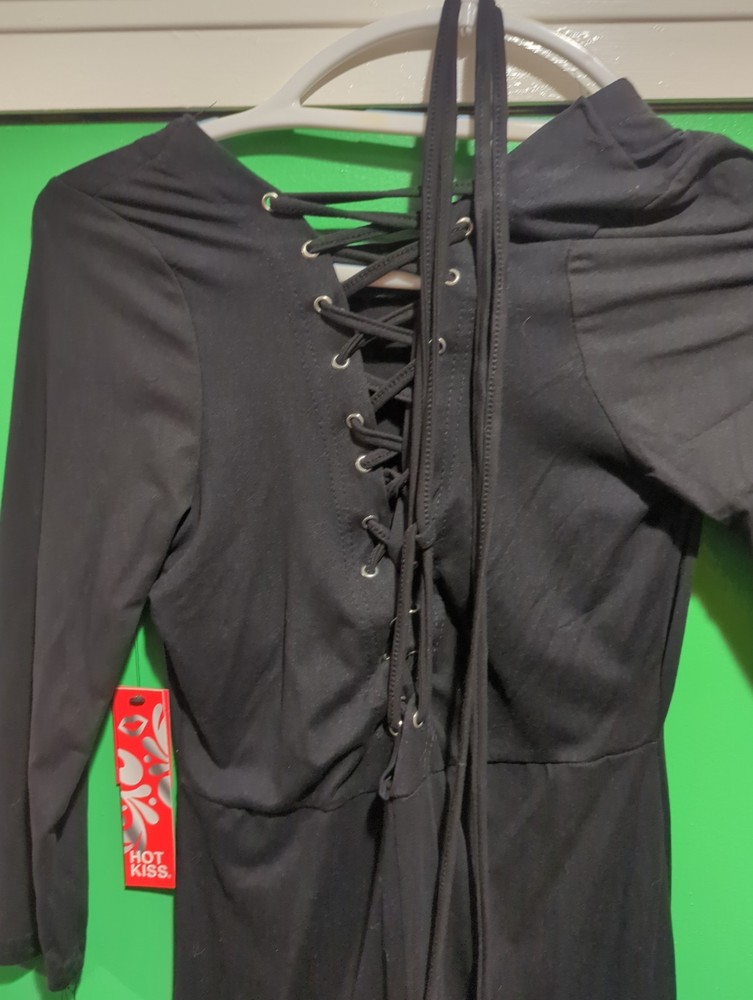 Hot Kiss Women&rsquo;s Sexy Black Lace Up Dress NWT Size Medium