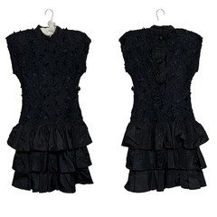 Vtg A La Carte California Black Ribbon & Lace Dress Witchy Goth Whimsygoth