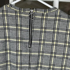 H&M Divided Black And Yellow Plaid Mini Dress Slim Fit Size 12 Ring Zipper