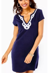 Lilly Pulitzer Brewster T-Shirt Navy Blue 100% Pima Cotton Size XS