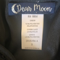 Dear Moon Black Solid Lace V-Neck Long Sleeve Maxi Dress Lined Stretch 3