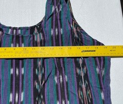 Vintage Guatemala Handwoven Ikat Sleeveless Dress Purple Teal Boho Pockets