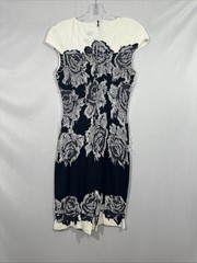 STAINED NWD St. John Collection [ 8 ] Nadia Floral Knit Cap-Sleeve Dress J2146
